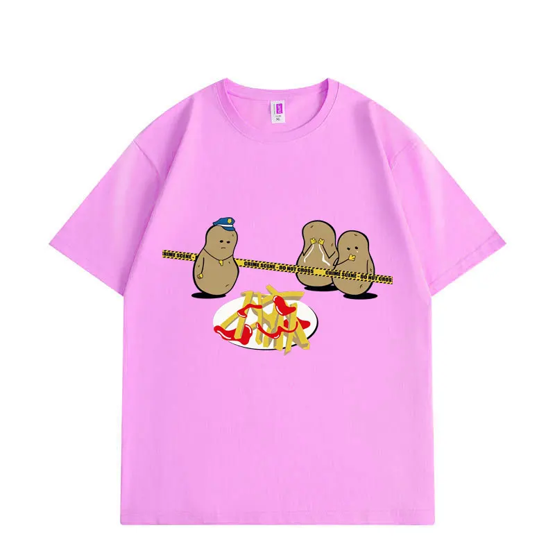 Potato Murder Funny Meme T-shirt High Quality Fashion Short Sleeve T-shirts Men Women Casual Loose Cotton T Shirts Streetwear