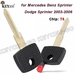 KEYECU T5 Chip for Mercedes Benz Sprinter Dodge Sprinter 2003-2006 YM15 Blade Replacement Transponder Key Fob W/ Chip