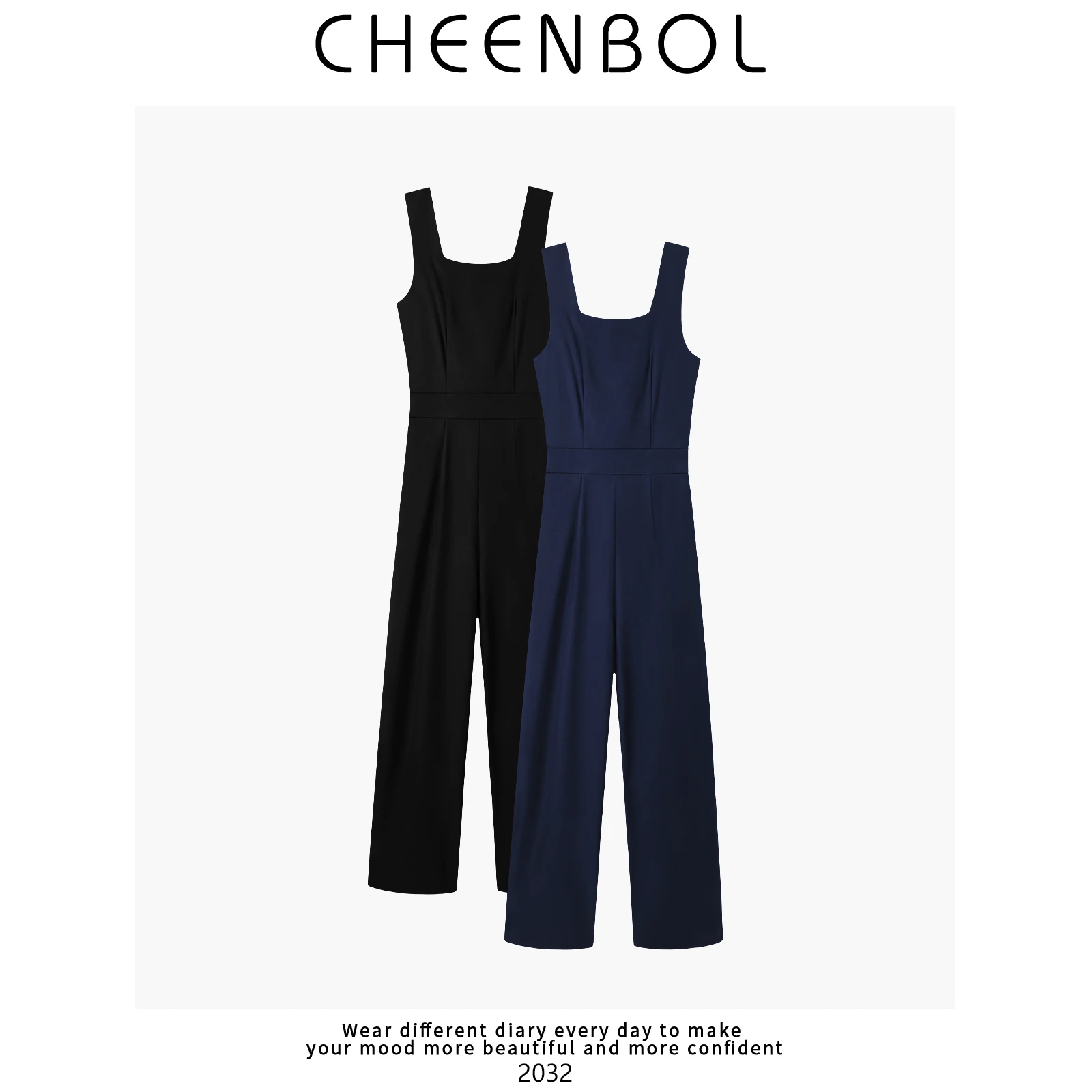 Nieuwe 2032 dames faionable losse wijde pijpen jumpsuit casual rechte broek hoge taille ritssluiting lange broek