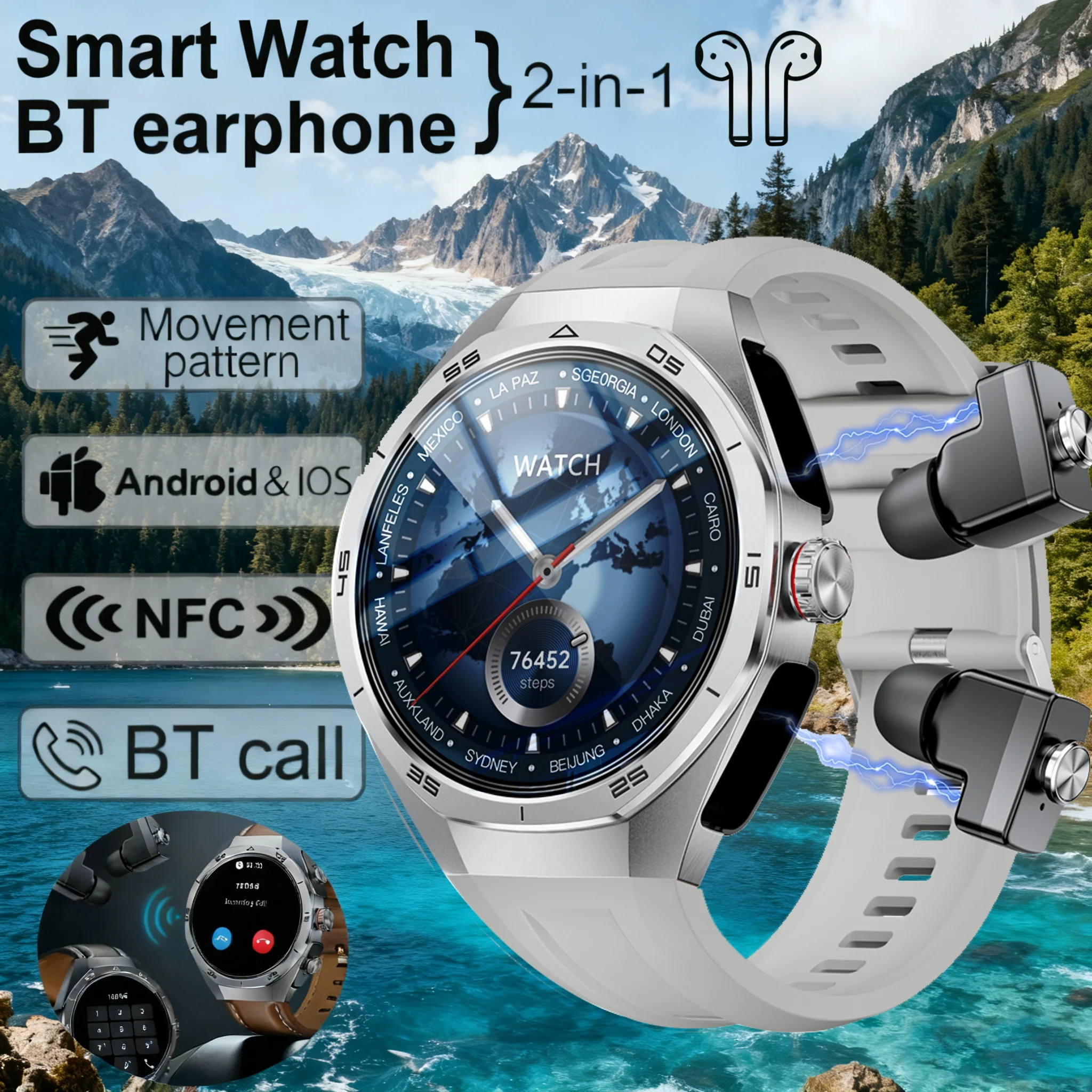 

NFC Outdoor Sports Waterproof Smart Watch Men 1.53" HD Screen Heart Rate Monitor BT Call Fitness Men Smartwatch For Android IOS