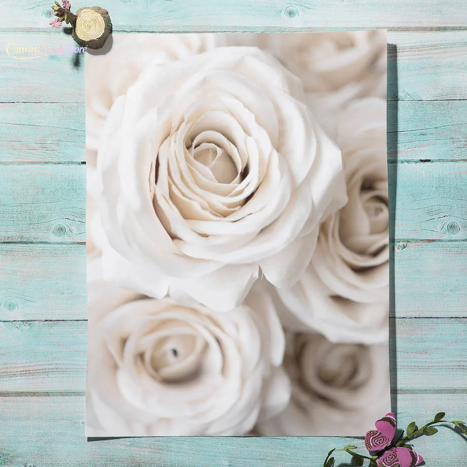 Natural Dandelion Peony Rose Plant White Flowers Minimalist Wall Art Print Canvas Painting for Living Room Modern Home 2026