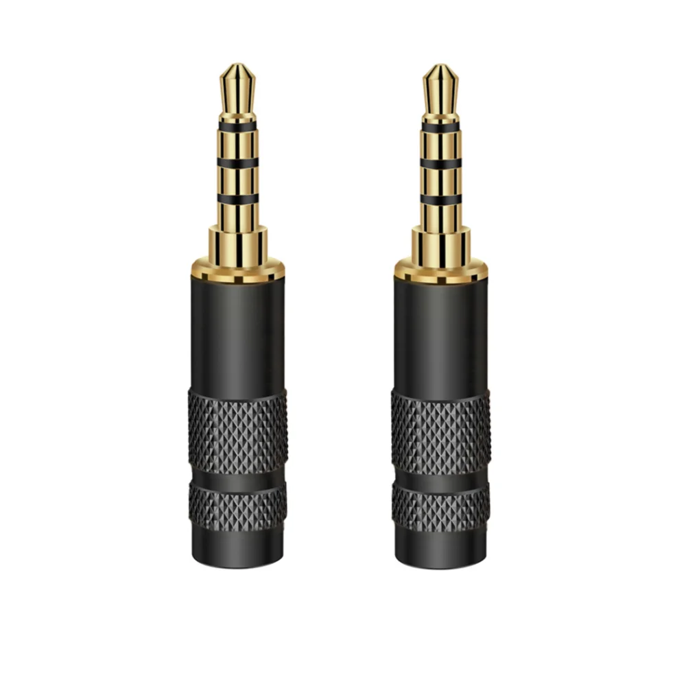 2pcs 3.5mm 90 Degree Headphone Plug Jack 4 Pole TRRS Gold Plated Copper Adapter Earphone Line Connector 6.0mm Wire Hole Audio