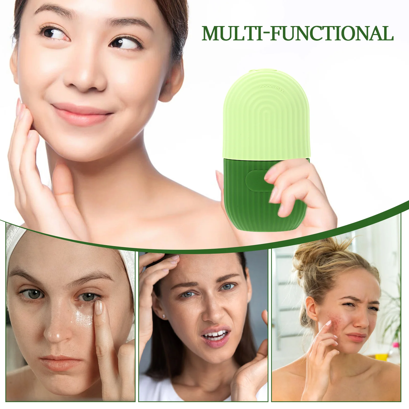 Black Silicone Multi Function Cold Hot Facial Face Massager Tool For Care Lightweight Travel Size Face Beauty