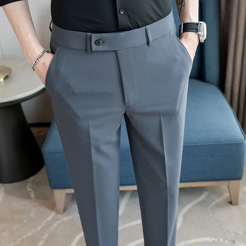 Men's Trousers Spring Autumn Thin 2026 New Business Dress Slim-fit Summer Casual Suit Brown Dress Pants Calça Social Masculina