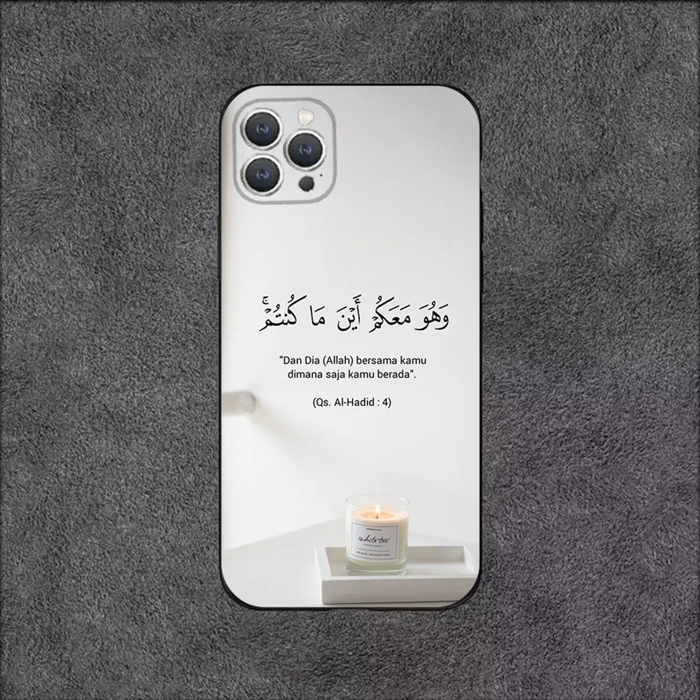 Arabic Quran Muslim Quotes Phone Case For iPhone 16,15,14,13,12,11,Plus,Pro Max,XS,X,XR,SE,Mini,8,7 Soft Silicone Black Cover