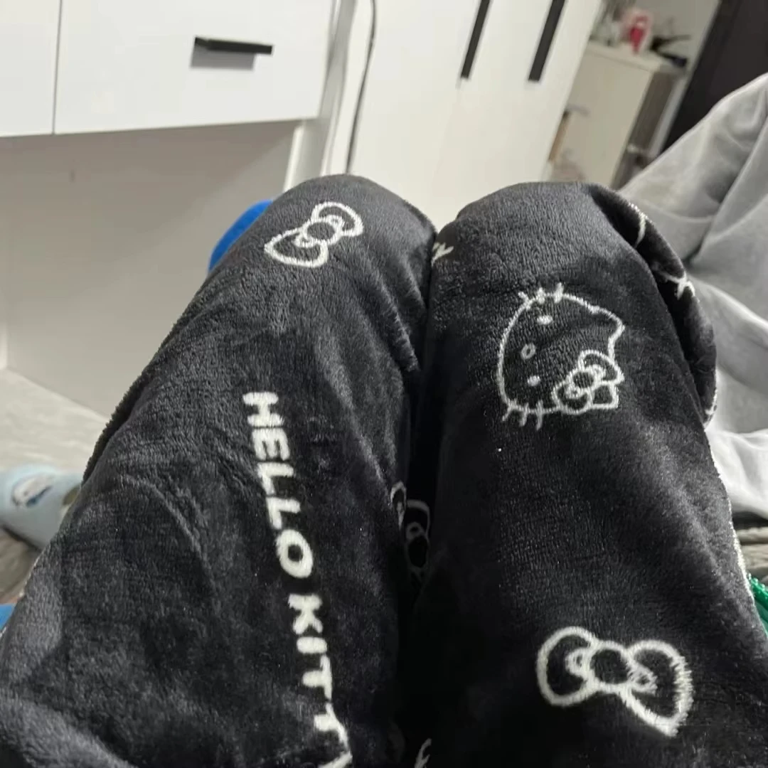 Pantalon de pyjama Anime Hello Kitty Kuromi, pantalon décontracté chaud pour la maison, pantalon de Noël, plus Smile, Halloween, hiver