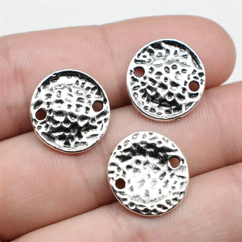 

150pcs 15mm Water Ripple Tag Connector Connector Charms Wholesale For Jewelry Making Antique Silver Color Jewelry Accessories