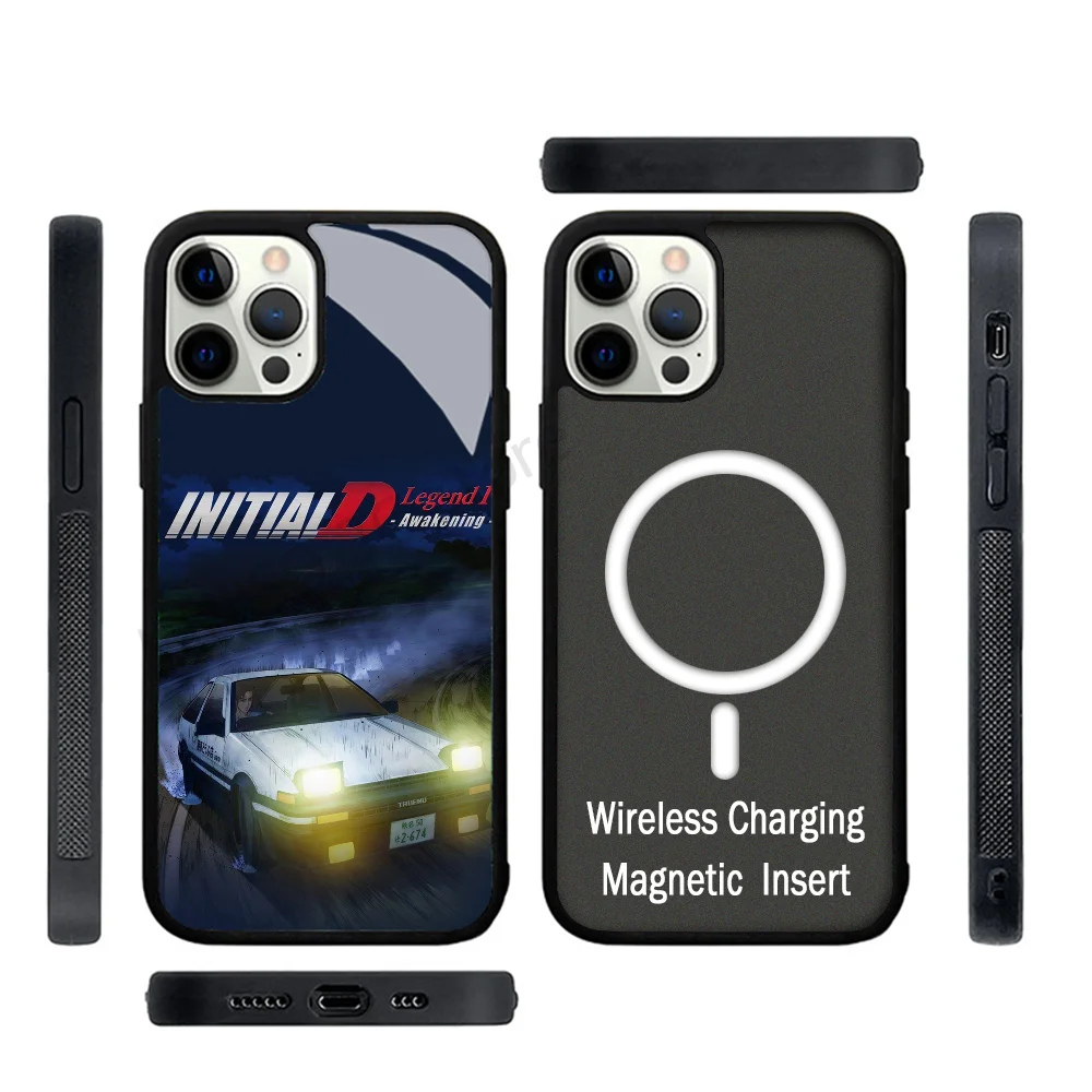 Anime Initial D Phone Case Strong Magnetic For IPhone 15 14 13 Pro Max 11 12 Mini For Magsafe