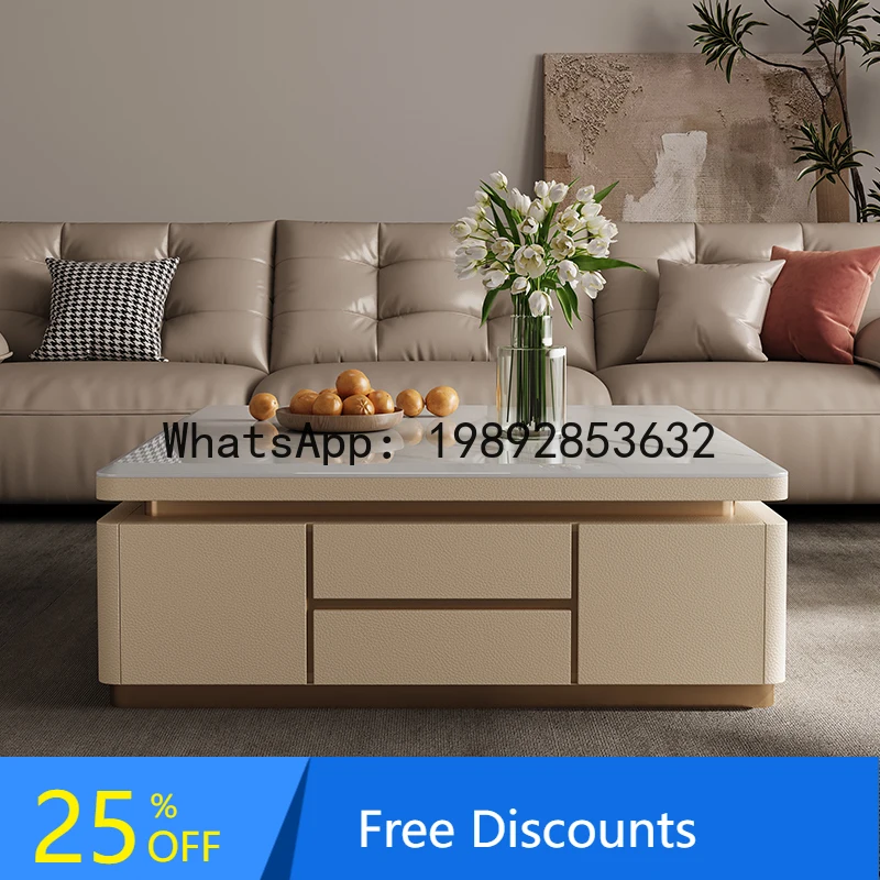 

YFY Square Tea Table Natural Marble Light Luxury Modern Home High-End Villa Large Flat Living Room