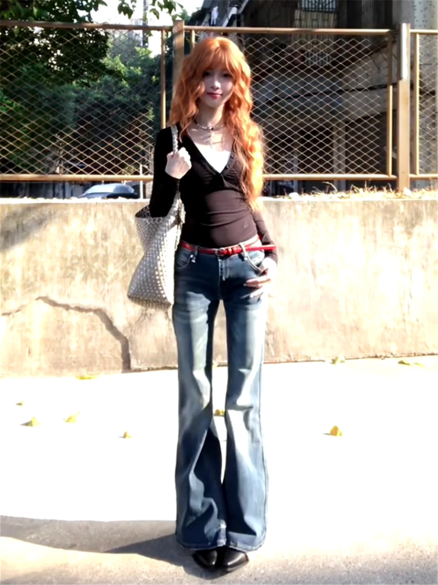 

Extended High Waist Bell Bottom Denim Jeans Women's Spring Slimming Design Long Millennium Sexy Girl Low Waist Flared Jeans