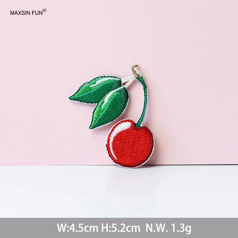 Cherry Fruit Embroidery Iron on Patch for Clothing School Bag Mobile Phone Case Accessories 3 Forms Self-adhesive DIY Decorative