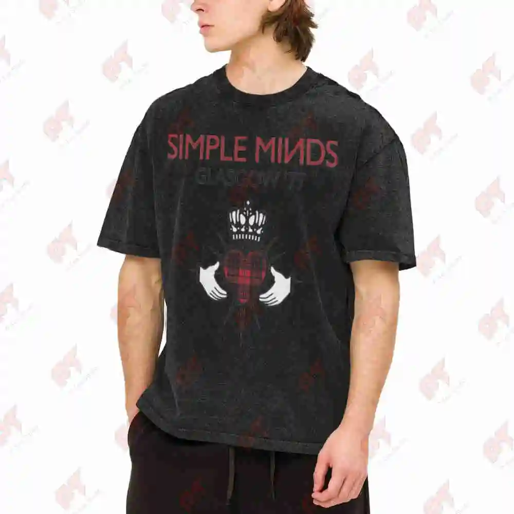 Simple Minds Vintage Washed Tee Pure Cotton T-Shirt