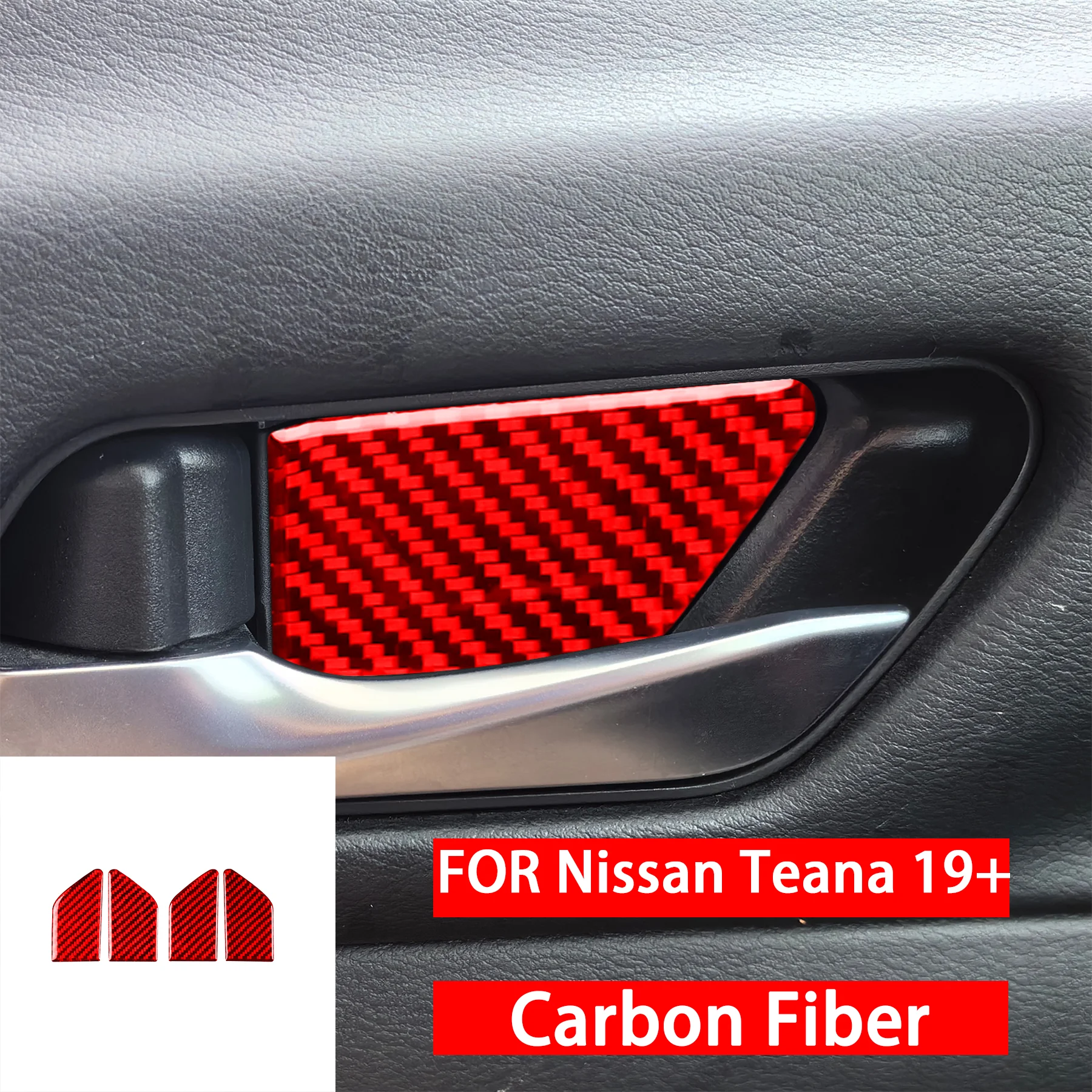 FOR Nissan Teana 19-up Real Soft Carbon Fiber Car Door Handle Inner Door Bowl Groove Panel Cover Interior Accessories Sticker