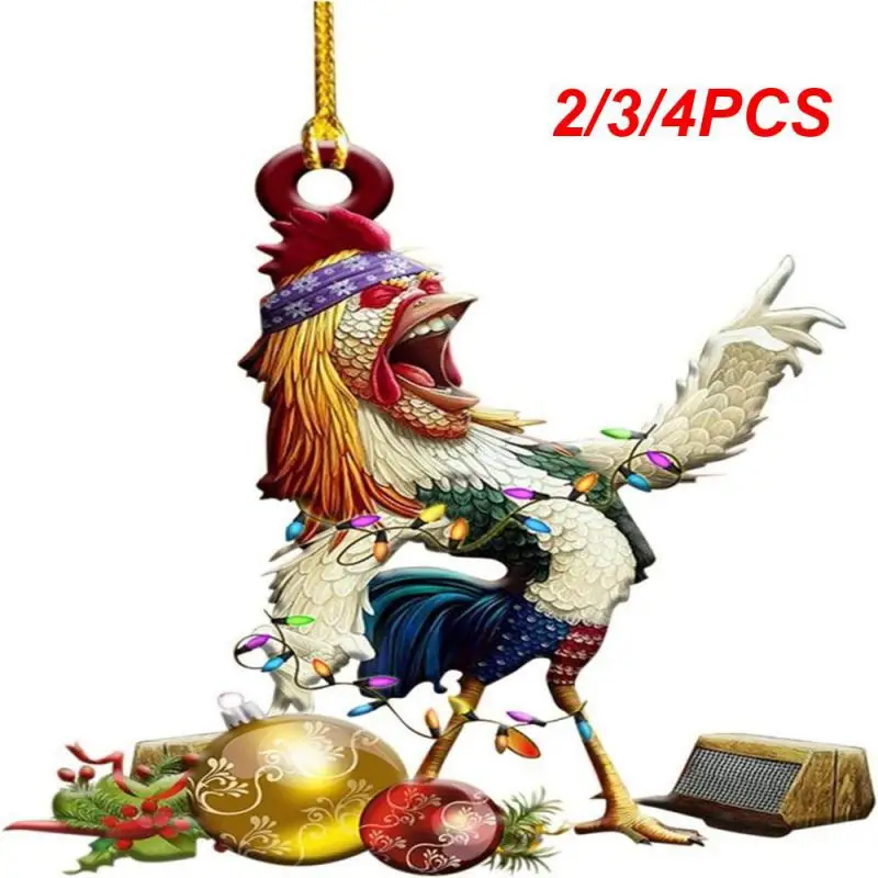 2/3/4PCS Courtyard Chicken Decoration Yan Value Online Christmas Hanging Ornaments Widely Used Acrylic Festive Atmosphere Trend