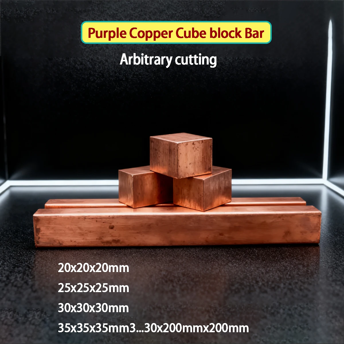 

1pcs Purple Copper Cube Block Bar Square Rod Plate Sheet DIY Rivet Material ,Arbitrary Cutting Building material