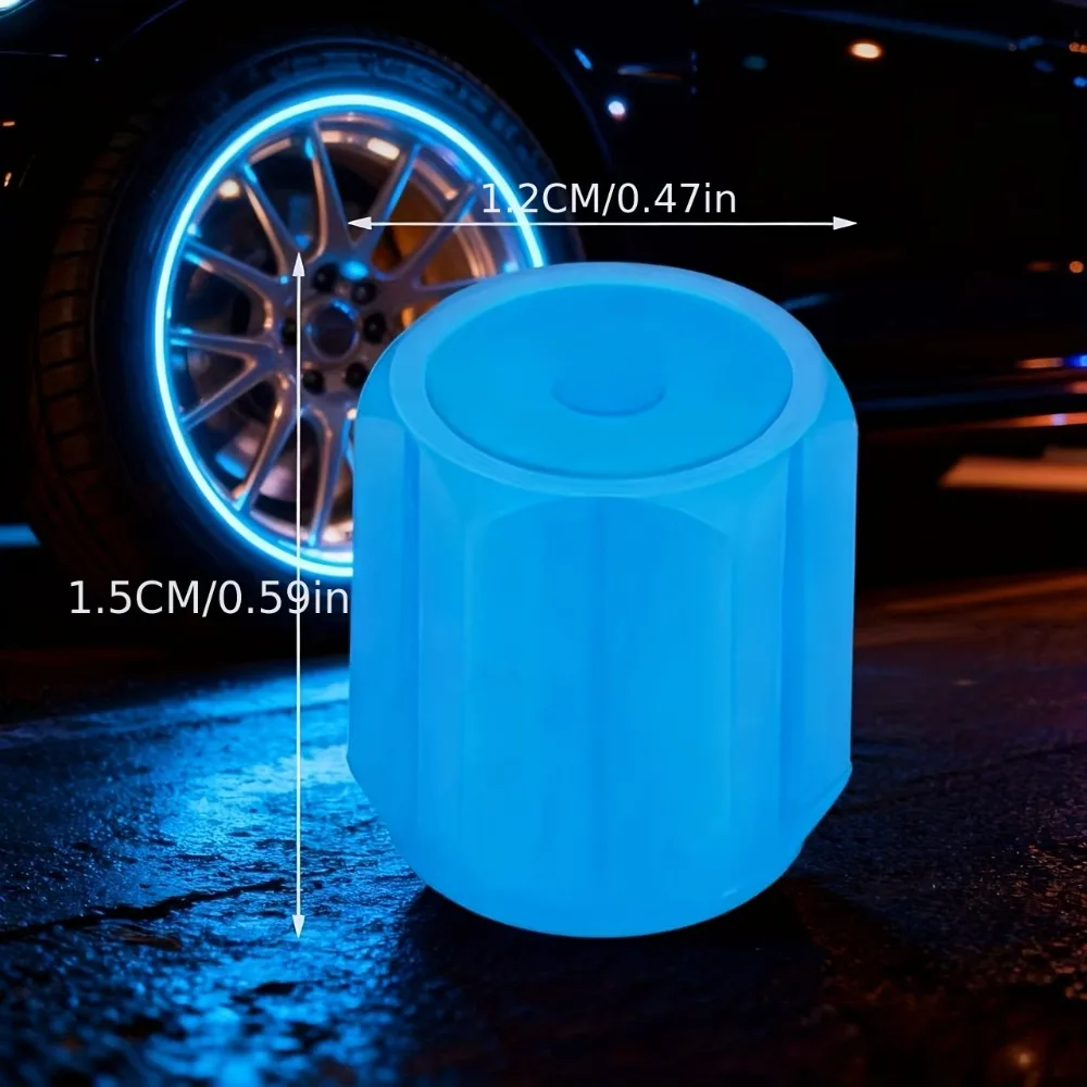30pcs Car Luminous Tire Valve Caps Fluorescent Night Glowing Motorcycle Bicycle Bike Wheel Tyre Hub Valve Stem Caps Decor