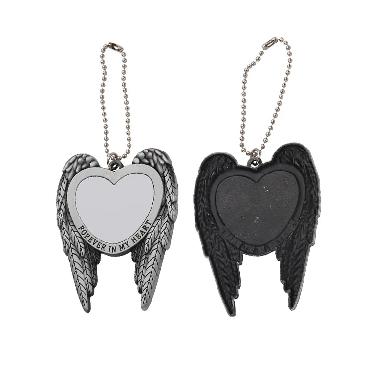 Sublimation Blank Keychain Ornament Angel Wing&Love In Hand Pendant Festival Party Ornaments For Thermal Tranfer Print