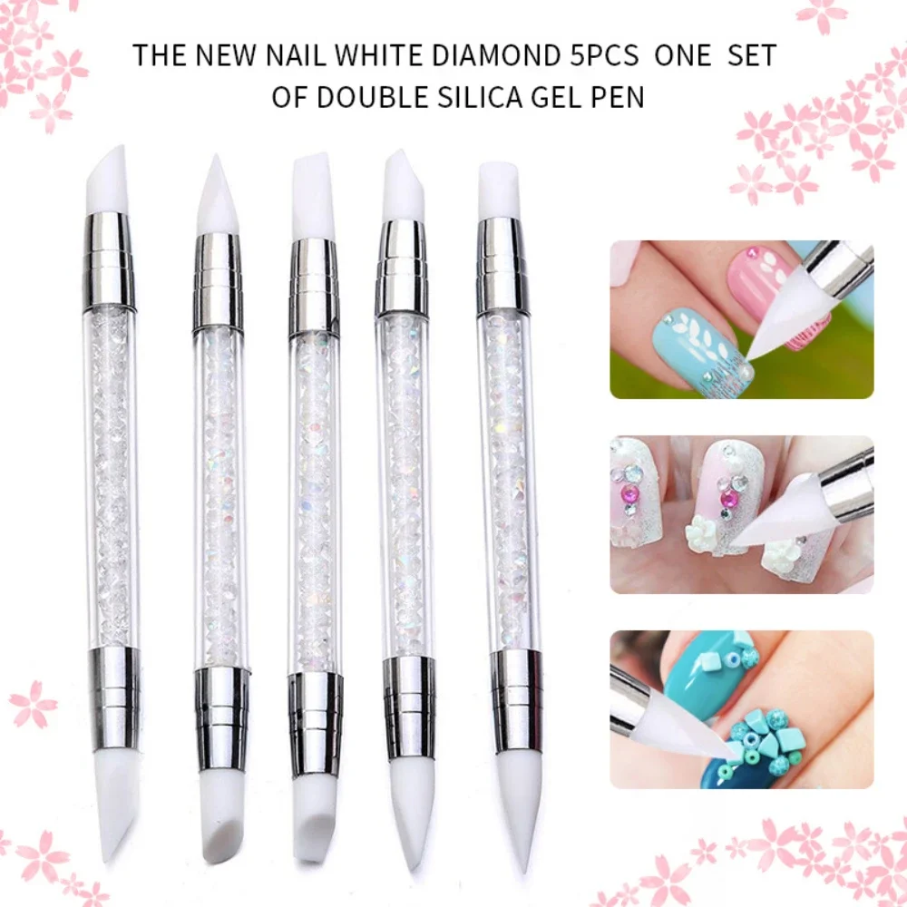 1pcs Dual-Ended 2 Ways Nail Pen Silicone Sculpture Pen Carving DIY Painting Glitter Rhinestone Acrylic Manicure Dotting Pen