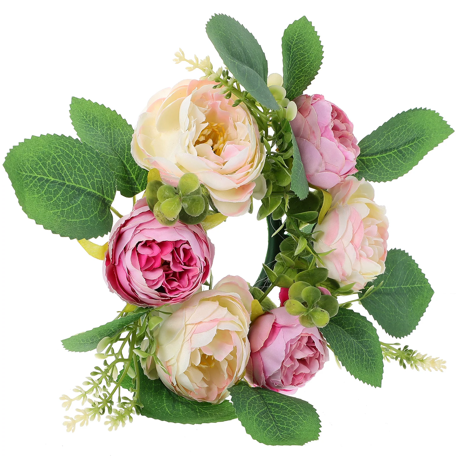 Candlestick Garland Green Peony Flower Wreath Artificial Floral Wreaths Leaf for Wedding Ring Table Silk Mother