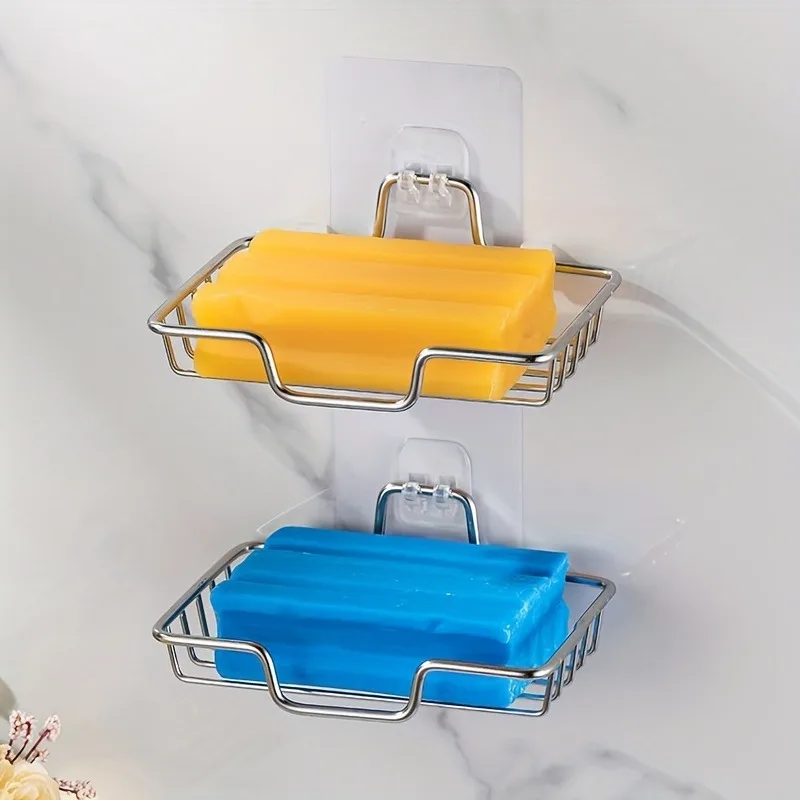 Stainless Steel Wall-mounted Soap Dish for Kitchen Sinks and Bathrooms with Drainage Function and Rust-proof