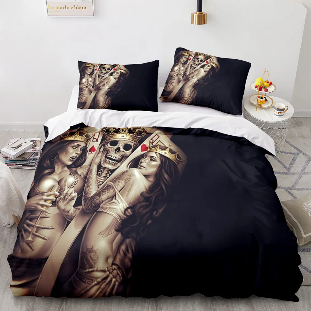 Skeleton Bedding Set Single Twin Full Queen King Size Halloween Bed Set Aldult Kid Bedroom Duvetcover Sets 3D Print  2025