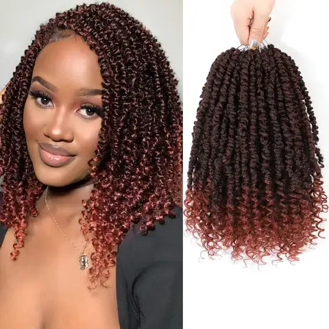 Passion Twist Crochet Hair 10 Inch Short Pre looped Passion Twist Hair Extensions Pre twisted Crochet Synthetic Braiding Hair 8 Packs Natural Black Braids for Women