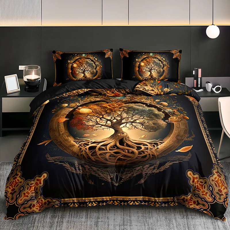 

Tree of Life Mystical Universe Duvet Cover Set - Four Seasons High-Definition Print Comforter And Pillowcases for All Seasons