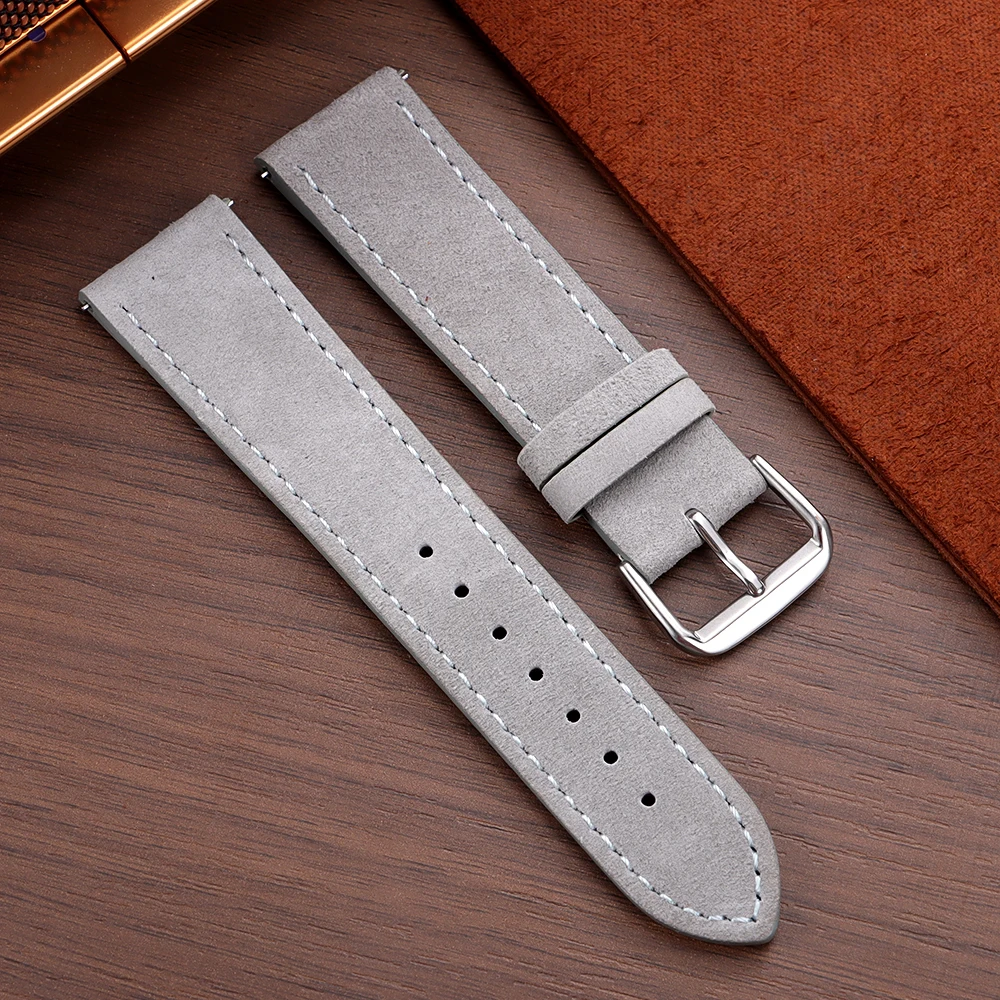 Wildleder-Uhrenarmband 18mm 19mm 20mm 22mm Grau Blau Schwarz Braun Genähtes Band Schnellverschluss Ersatz-Armband