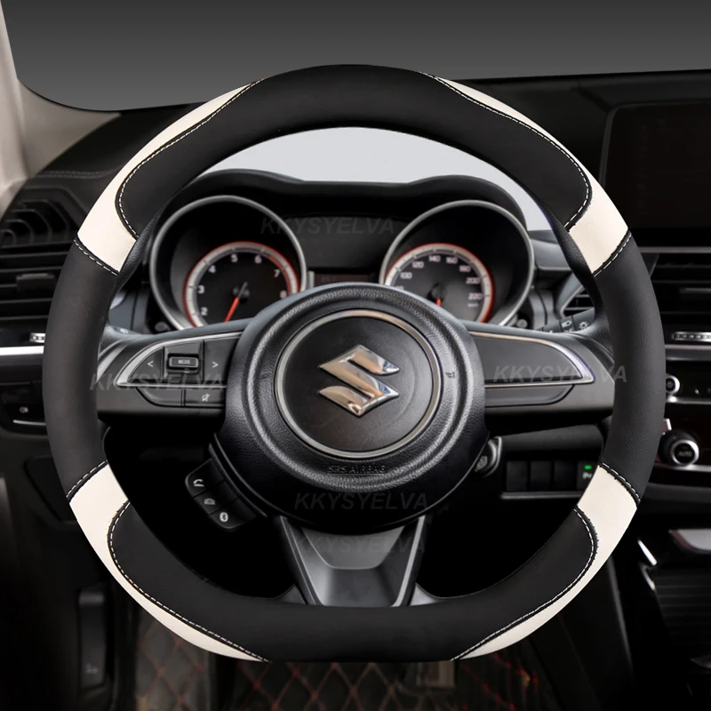 

PU Leather D Shape 38cm Car Steering Wheel Cover For Suzuki Swift Dzire 2017 2018 2019 2020 2021 2022 Sport Auto Accessories