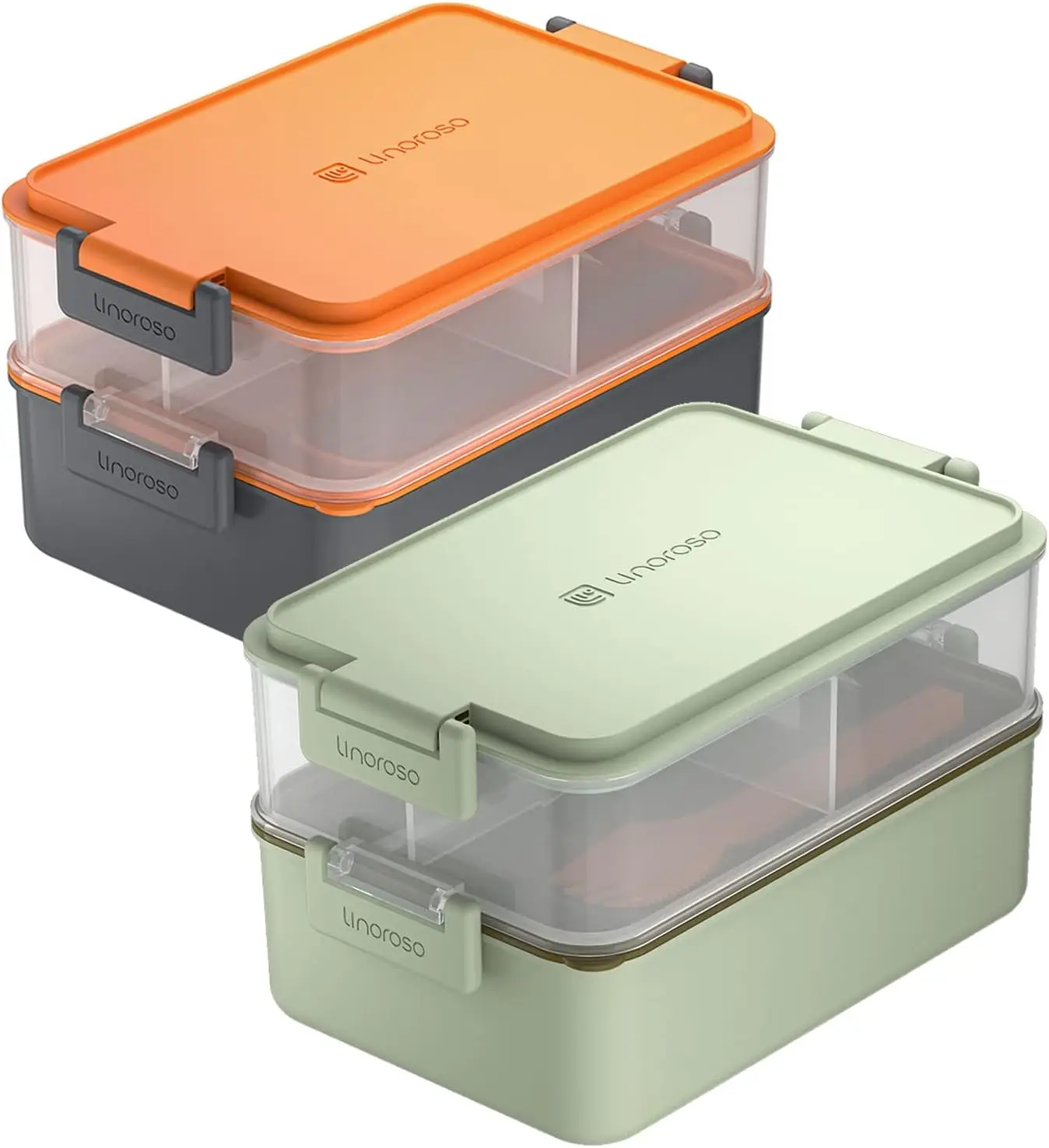 

2-Piece Stackable Bento Box with Utensils and Dressing Cups for Adults, Leak-Proof and Microwave Safe