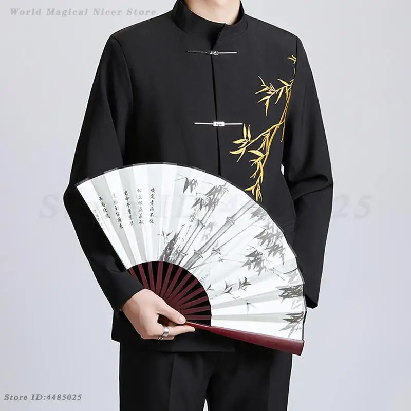 التقليدية الصينية الرجال تشونغشان البدلة الرجعية سترة بانت مجموعة جديدة النمط الصيني ملابس تانغ غير رسمية الرجال أنيقة الزي الرسمي #3