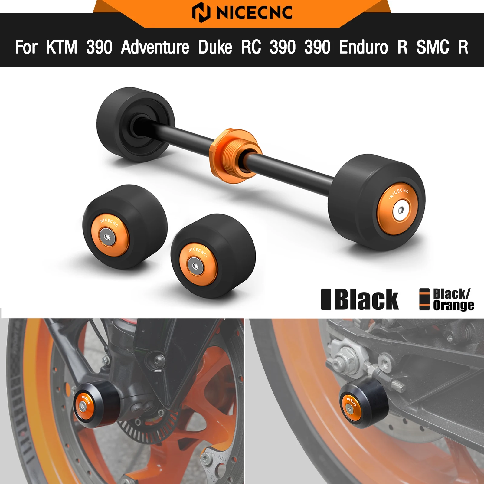 

For KTM 250 390 Duke 2024-2025 Front Rear Wheel Axle Crash Slider Protector 390 Enduro R SMC R 390 Adventure R/X 2025 RC 390