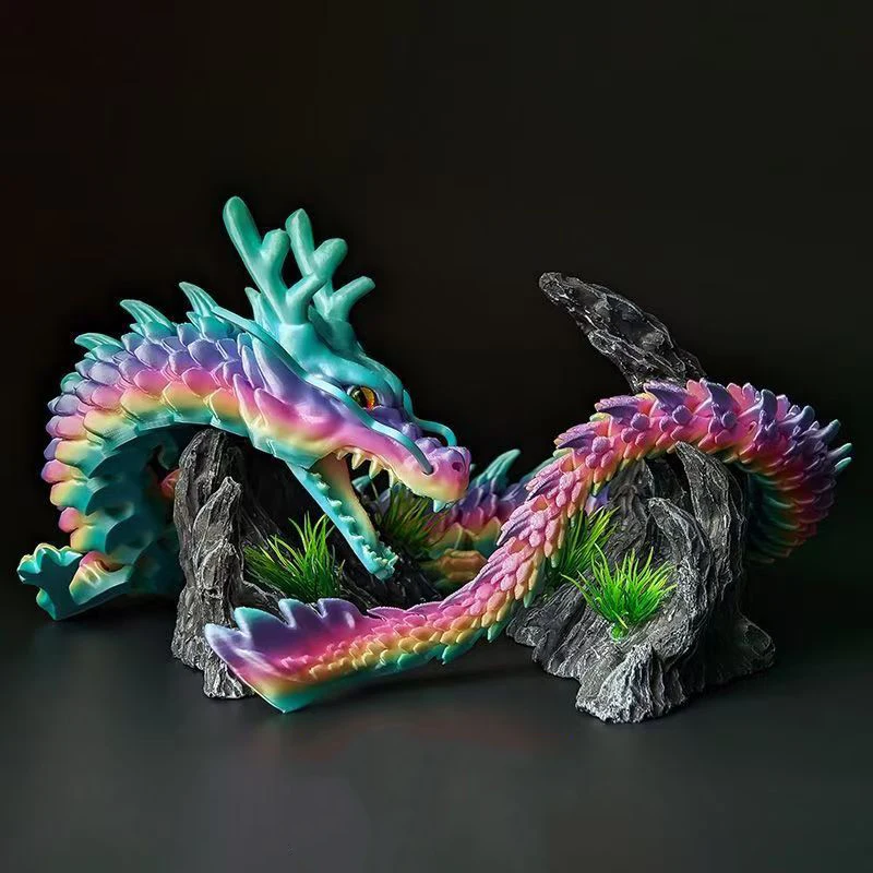 

30-сантиметровая 3D-печатная вращающаяся модель дракона, настольное украшение, декоративная фигурка животного с подвижными суставами, антистрессовая игрушка