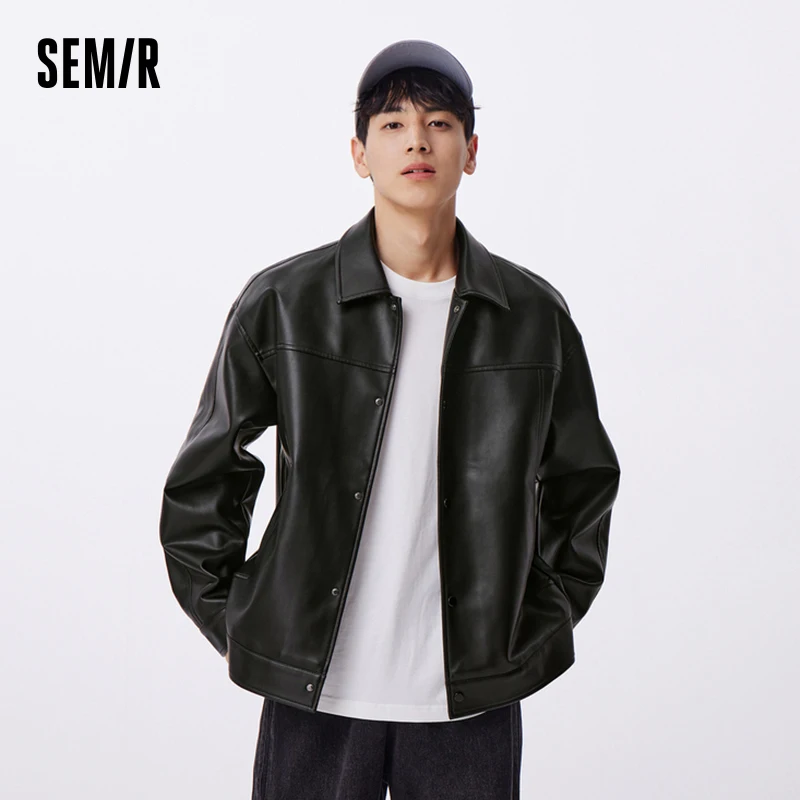 Semir Jacket Men 2024 Autumn New Matte Versatile Commuter Style Quality Imitation Leather Jacket