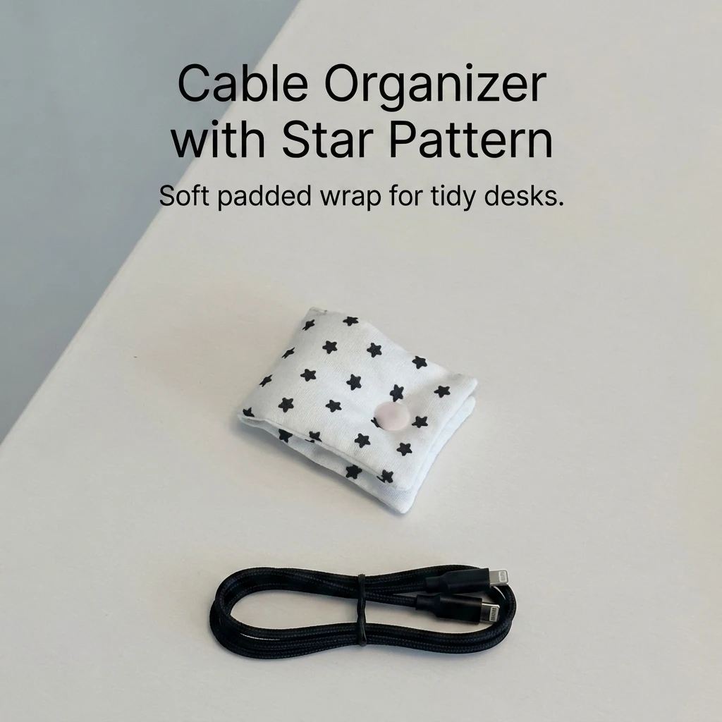 Cable Organizer Cute Desk Storage for Students Korean Star Dot Padded Cord Wrap USB Charging Wire Holder Dorm Bedside
