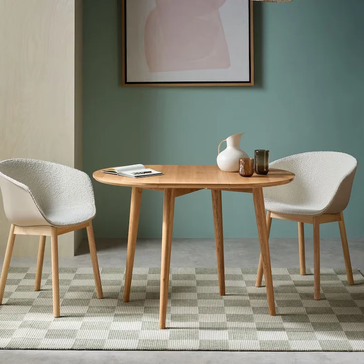 ^Modern Minimalist Fixed Oak Wood Dining Table, Scandinavian Rectangular Wooden Kitchen Table for Home Use