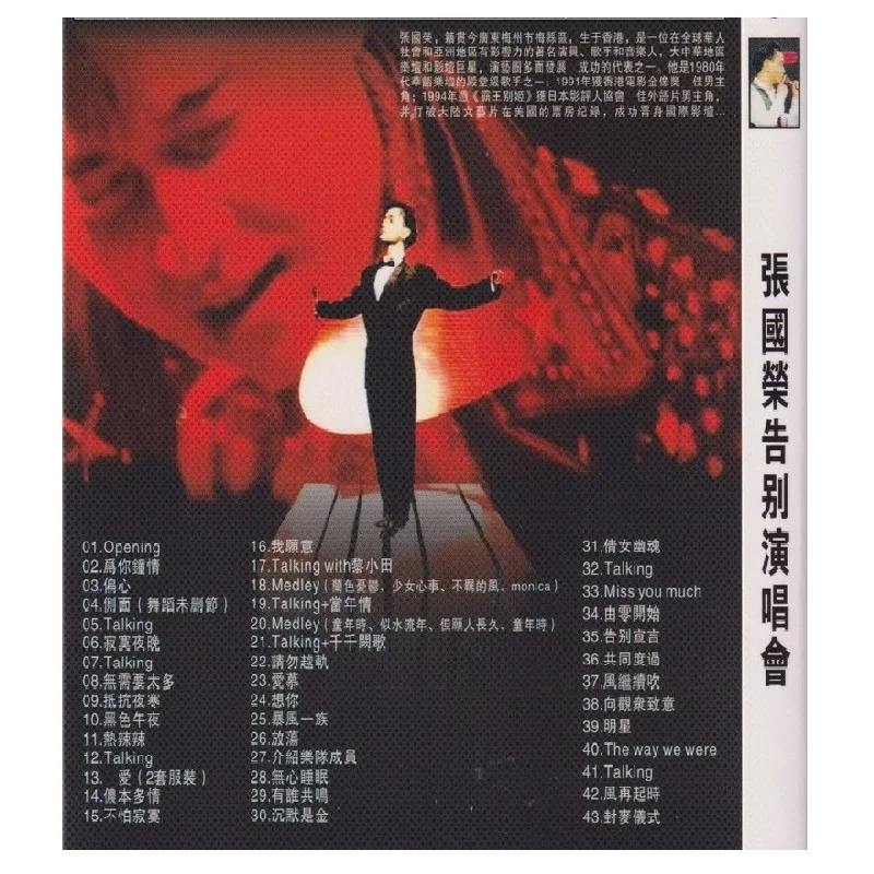 Asia China 1080P Blu Ray Blu-ray Video Disc Set Leslie Cheung Chinese Classic Pop Music Male Singer Concert Songs In 1989