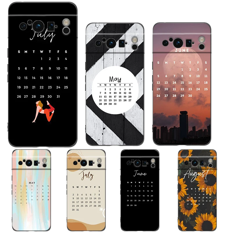 2023 Calendar Phone Case Cover for Google Pixel 8 7 6 7A 6A Pro 5G Shockproof Silicone Soft 9 8 Pro XL 5G Shell Coque Bags TPU