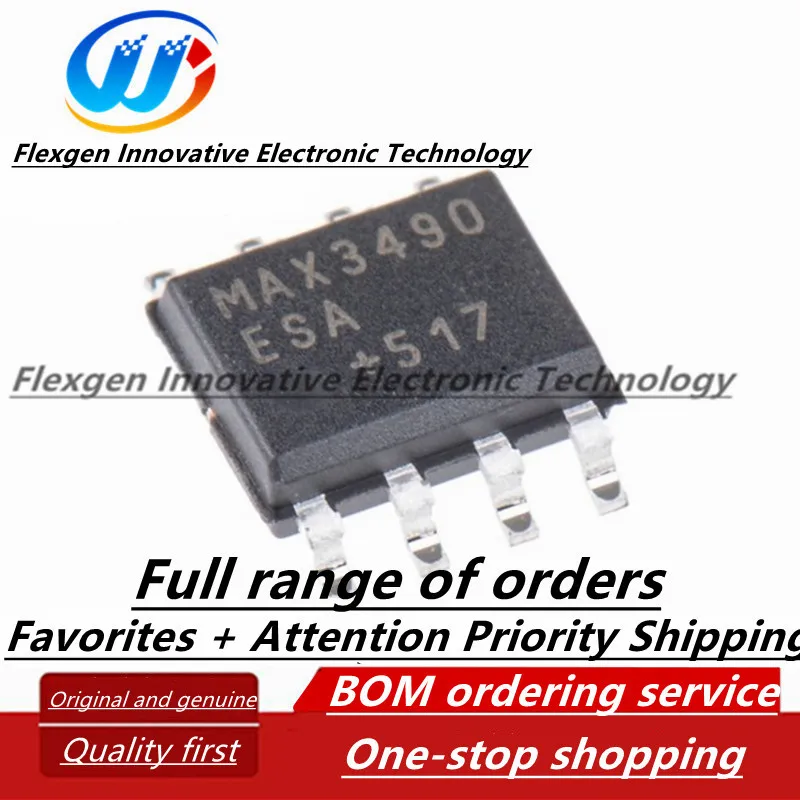 MAX3490ESA+T MAX3490 SOP-8 3.3V 10Mbps RS-485/RS-422 transceiver chip