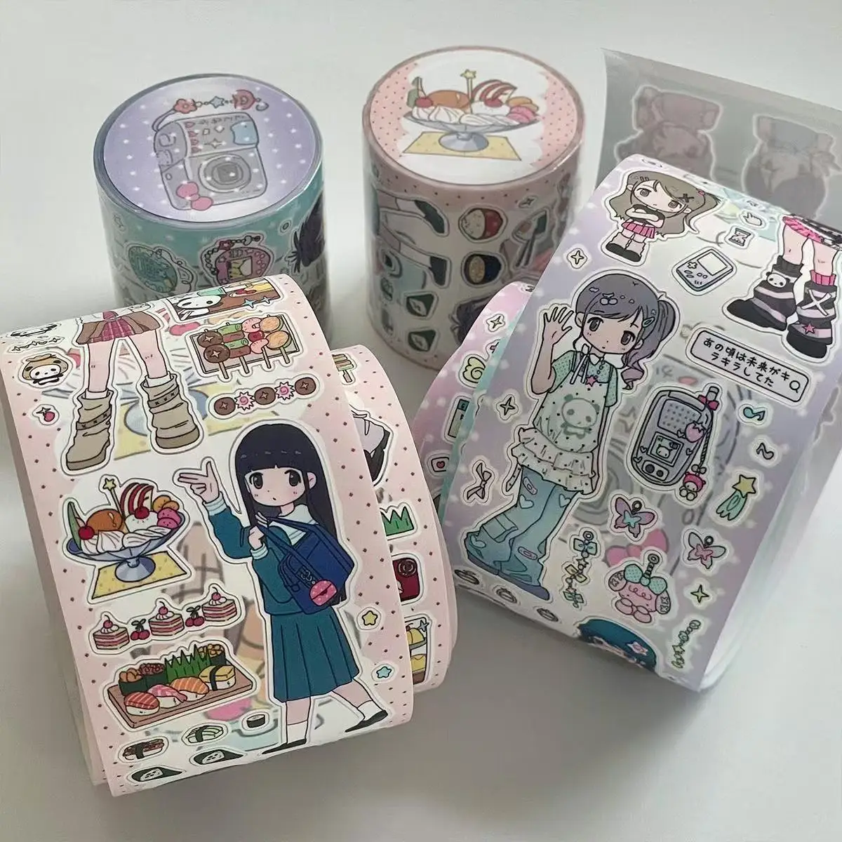 

Ретро-наклейки: милые стикеры, пленка для вырезания, повседневные наклейки для девочек, базовые наклейки для коллажей, иллюстрации персонажей, подарок для детей, наклейки для творчества