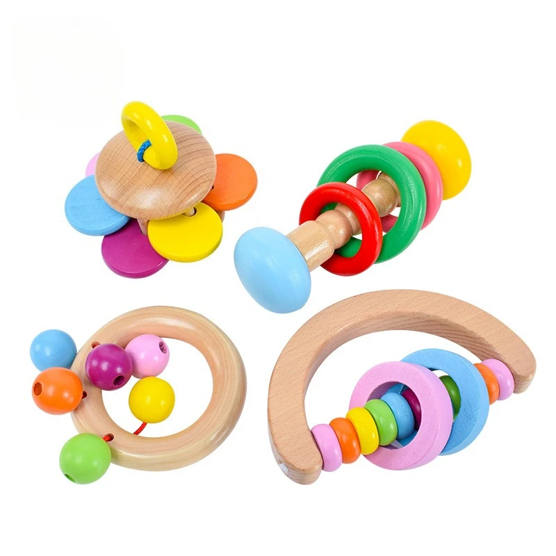 

Early Learning Wooden Sensory Rattle Set of Four Baby Sensory Development Toys