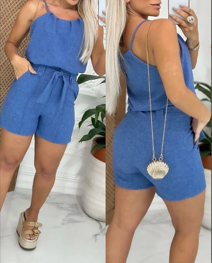 Fashion Matching Women Casual Short Set Halter Ruffles Allover Sequin Lace Up Backless Crop Top and Bodycon Mini Skorts Set