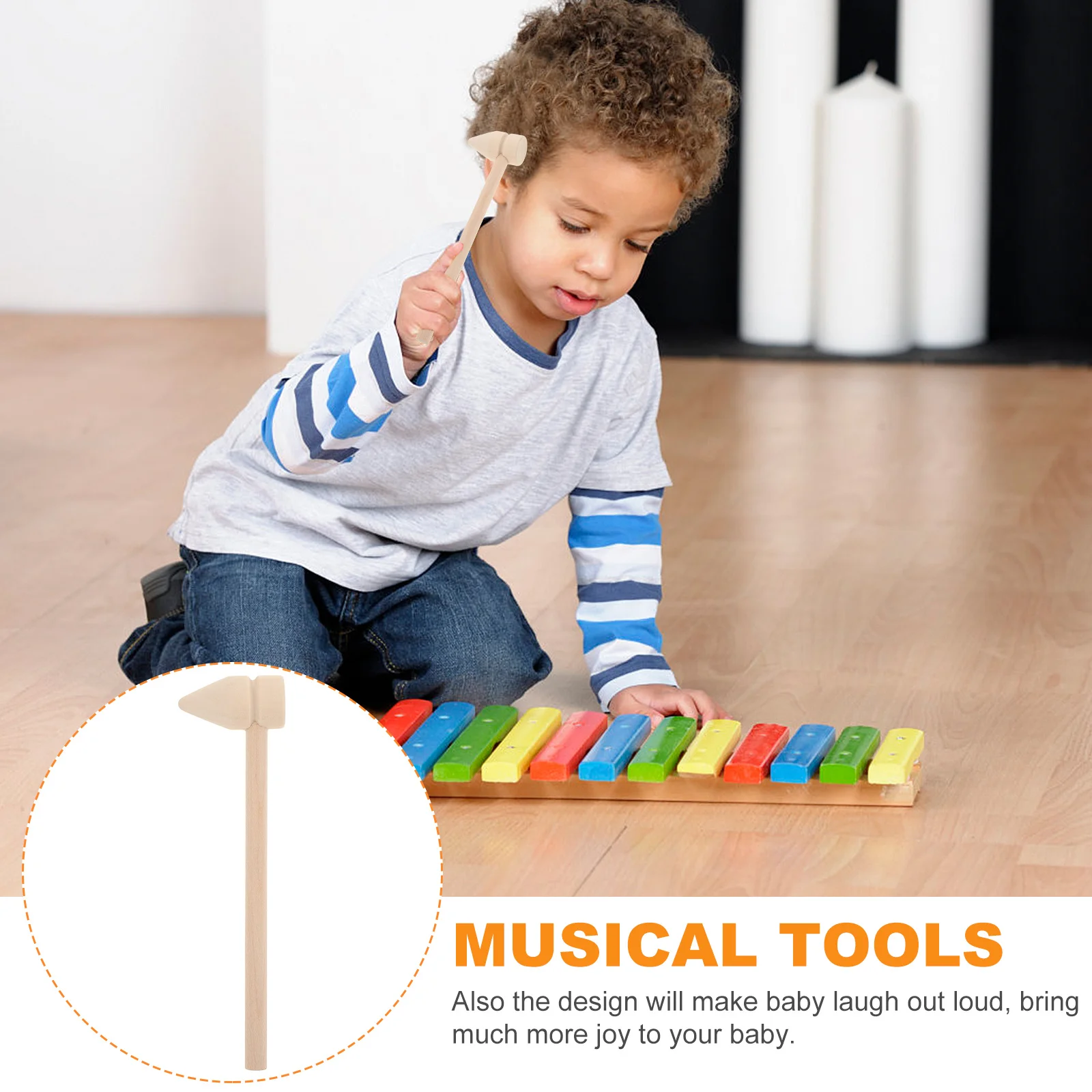 5Pcs Small Wooden Hammer Mini Mallets Portable Hand Training Muscle Development Game Hammer Pounding Tools Gavel