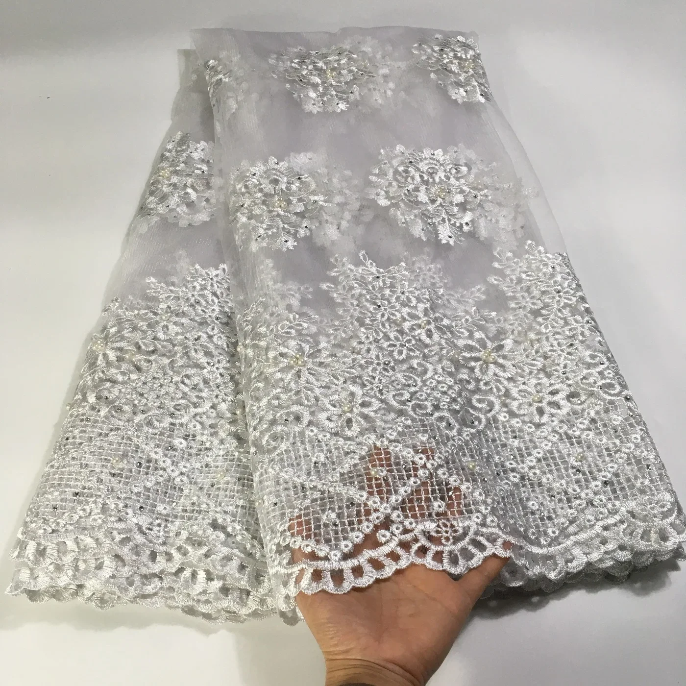 Latest Purple French Lace Fabric 2023 High Quality African Lace Fabric With Beads And Stones Nigerian Tulle Wedding Fabric KPP03