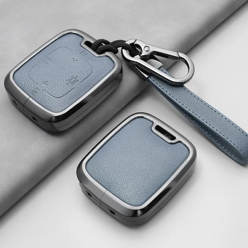 

Zinc Alloy+ Leather Car Key Case Cover for Zeekr 001 Protection Keychain Holder Shell Fob Bag Interior Car Accessories