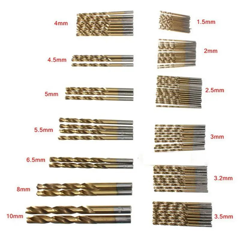 

Big Deal 50Pcs Titanium Coated High Speed Steel Drill Bit Set Tool 1/1.5/2/2.5/3mm for DIY Home and General Building/Engineering