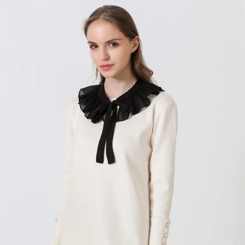 여자 여름 드레스 셔츠 여성을위한 분리형 칼라 어깨 랩 작은 케이프 가짜 칼라 흰색 레이스 거짓 칼라