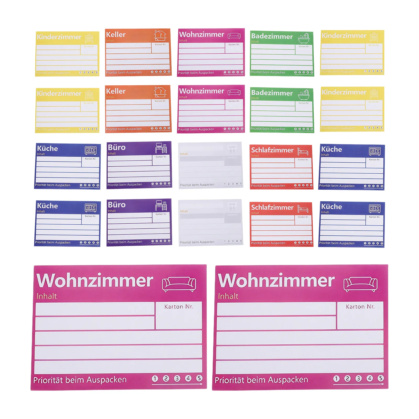 80Pcs Moving Box Labels Large Writable Matte Blank 4x6 Self Adhesive Color Coded Packing Labels for Home Office Relocation