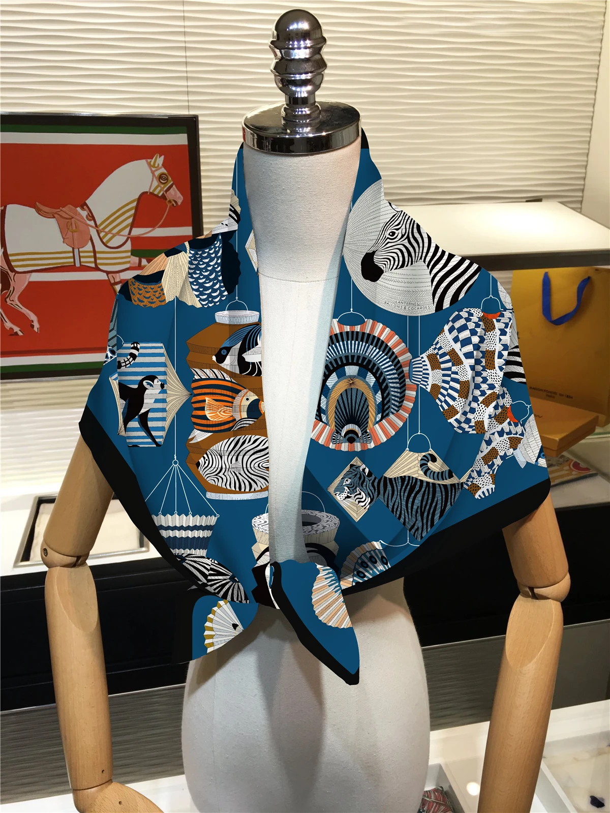 90 cm Böhmischen Stil Twill Seide Schal Schal 2024 Marke Platz Schal Frauen Hijab Luxus Bandana Foulard Halstuch Kopf schals – Detail 15
