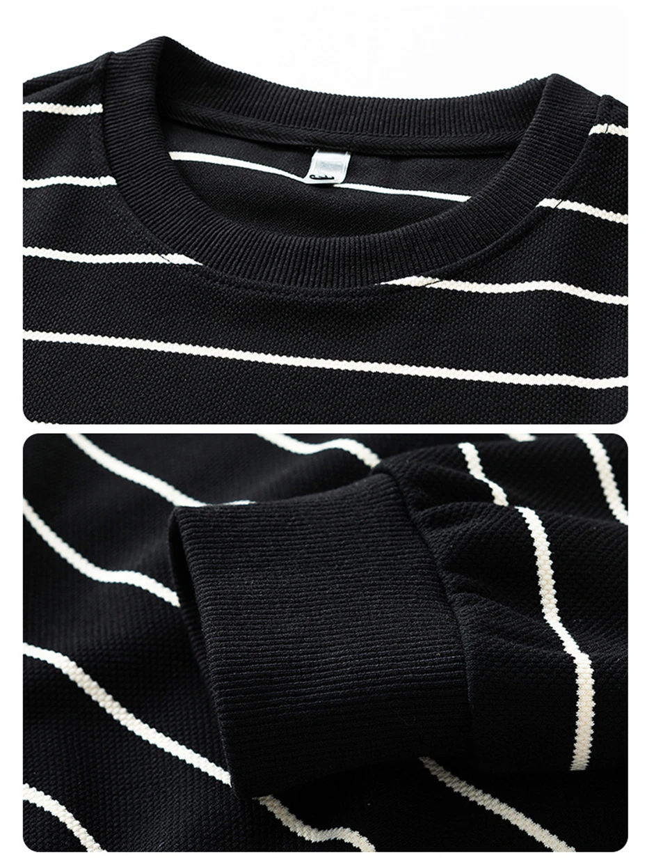 Striped Sweatshirt Men 8XL Plus Size Sweatshirt Spring Autumn Striped Pullover Fashion Casual Sweatshirts Male Big Size 8XL